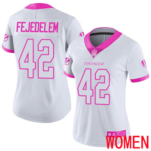 Cincinnati Bengals Limited White Pink Women Clayton Fejedelem Jersey NFL Footballl #42 Rush Fashion